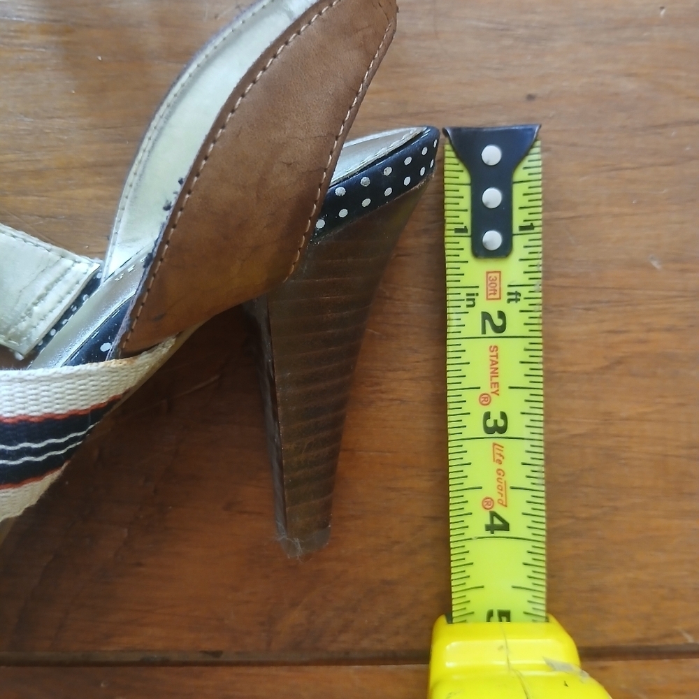 Tommy Hilfiger Navy/Red Ankle Strap Sandals. Four Inch Heel.  Size 8. - Picture 6 of 6